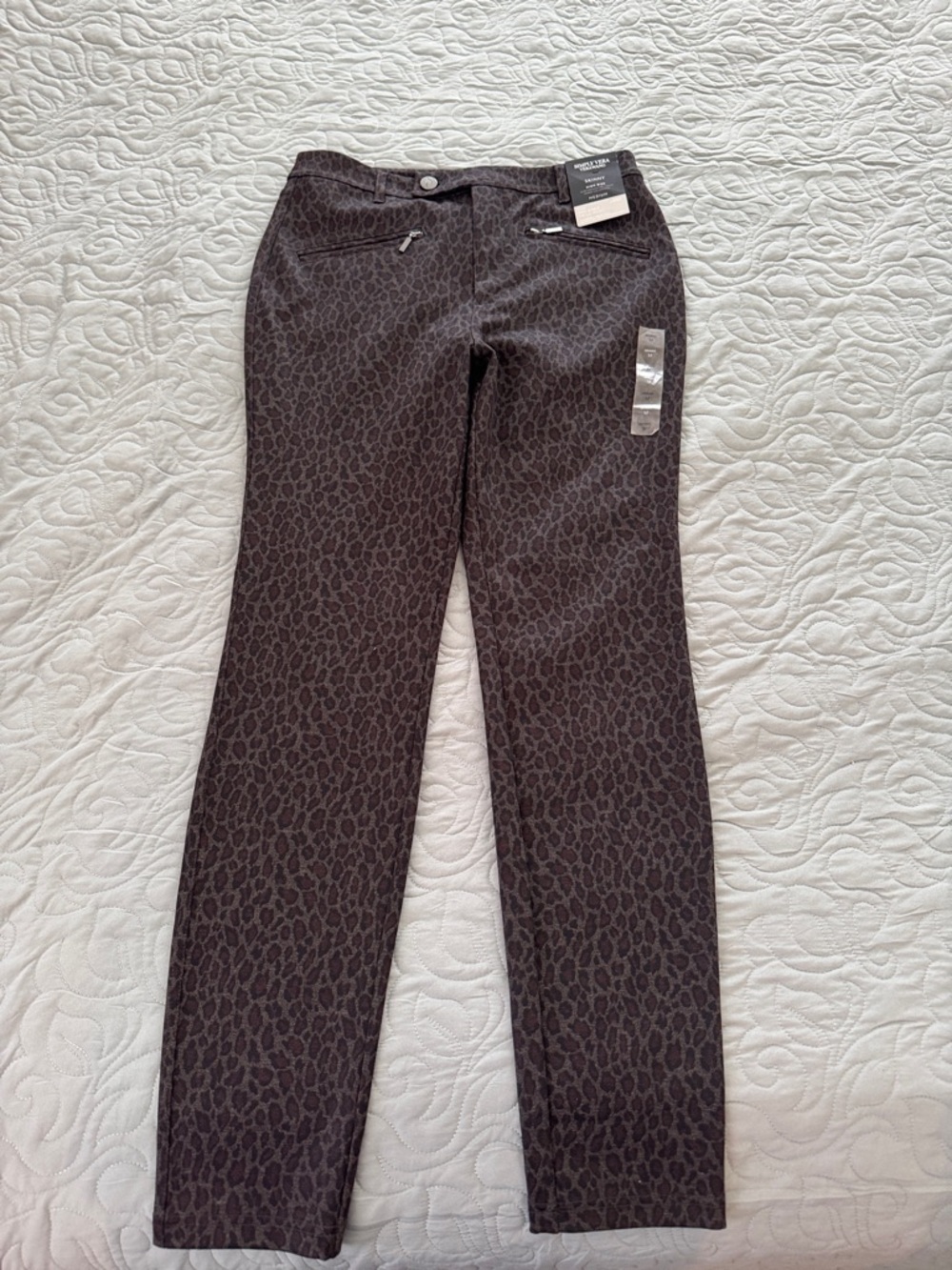 Animal Print Slim Pants in Dark Brown